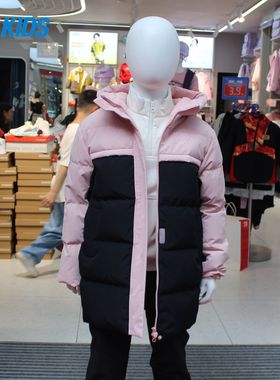 特步儿童2025年冬季女大童户外保暖防风连帽羽绒服6754241A4154