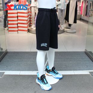 特步兒童2025夏新款 6752257A4148 棉質(zhì)針織休閑五分褲 男童運(yùn)動短褲