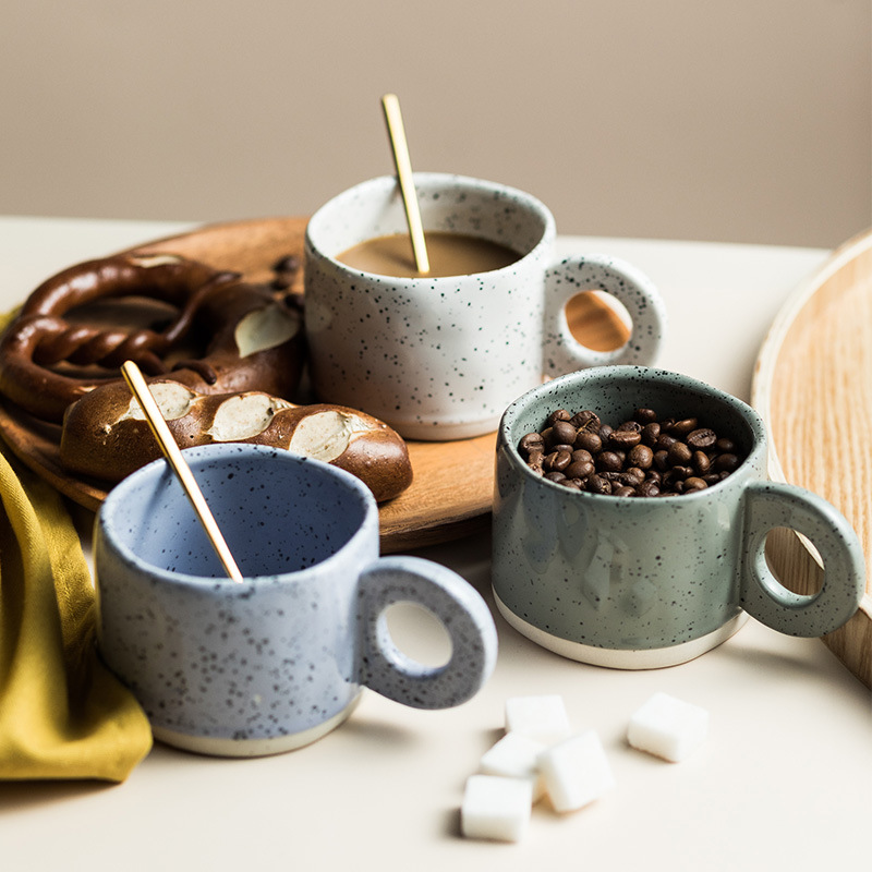 日式粗陶咖啡杯创意手捏不规则异形杯中小容量早餐牛奶杯茶杯水杯