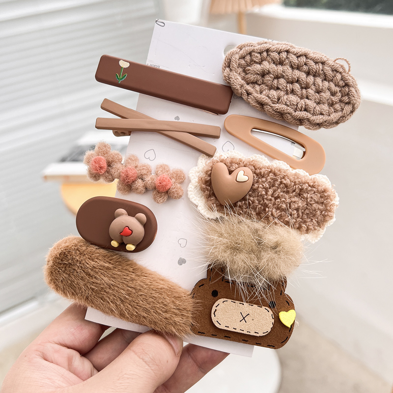 秋冬饰品毛绒发夹女侧边网红2021新款刘海夹头发夹子卡通日系边夹