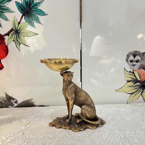 金钱豹黄铜烟灰缸客厅办公室