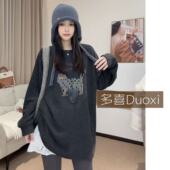 韩版 宽松休闲慵懒百搭上衣 A085 加绒上衣女冬季 穿靴子 猫