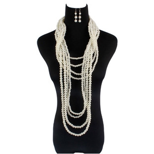 欧美夸张多层珍珠项链套装女长款毛衣项链新娘婚纱摄影饰品