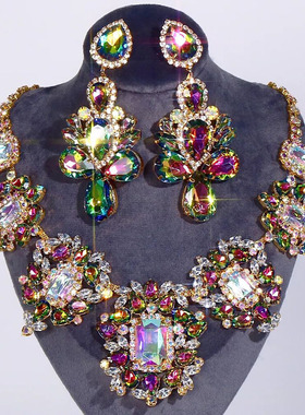 人造水晶玻璃合金铁水波链女套链