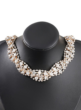 合金水钻合金水波链女短项链