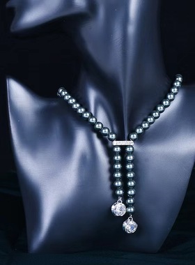 水钻仿珍珠圆珠女高级感短项链