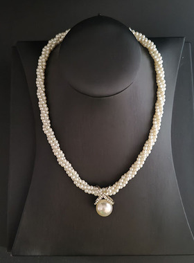 合金人造仿珍珠圆珠女百搭短项链