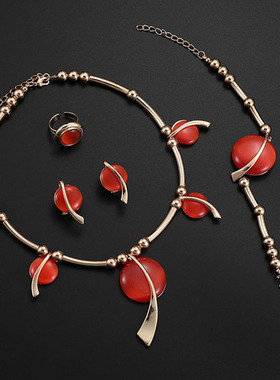 欧美红宝石水晶礼服项圈