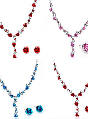 欧美耳环镶水钻短款配饰锁骨链