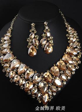 欧美气质百搭超闪水晶晚宴玻璃