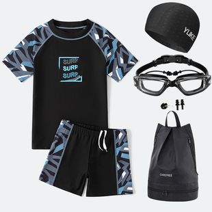 15岁儿童泳衣8男童9中大童10青少年学生专业训练考试分体游泳装