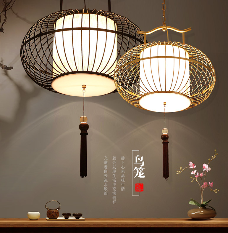 新中式吊灯铁艺鸟笼灯北欧吧台复古美式鸟笼餐厅吊灯创意灯笼吊灯