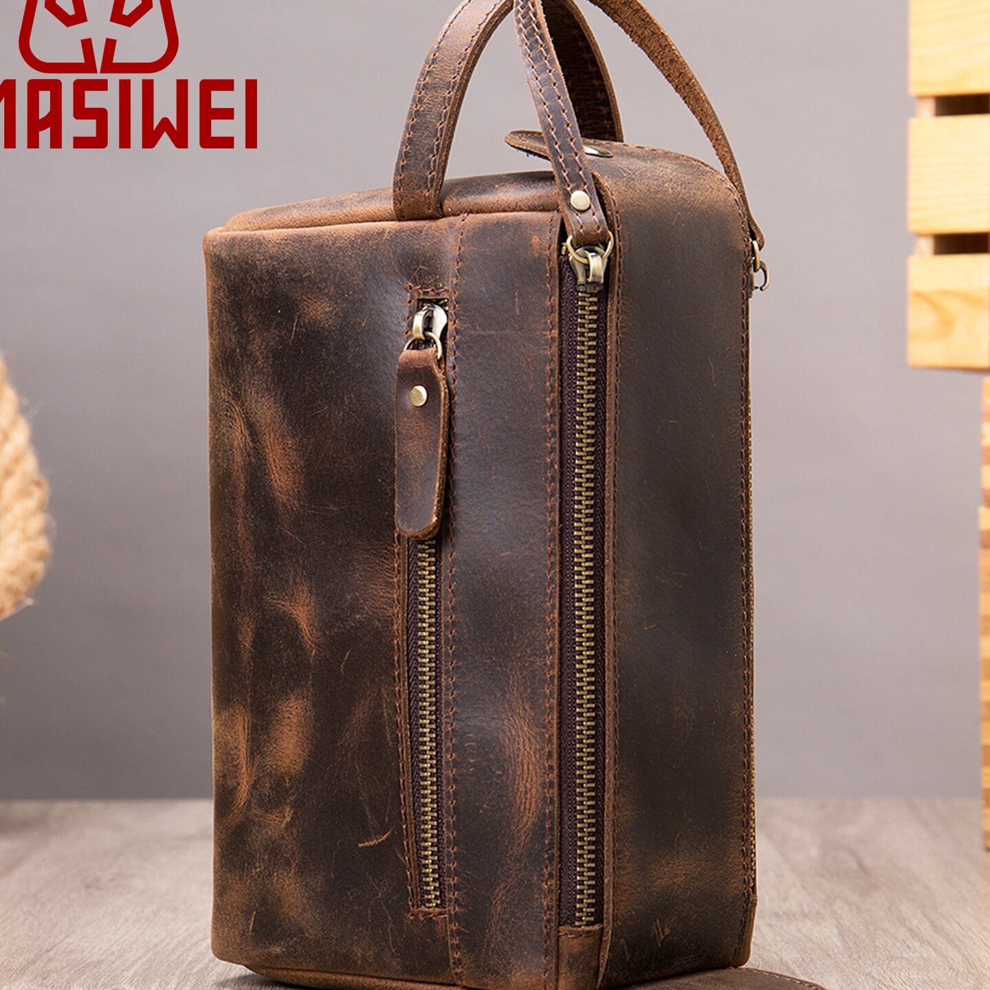 2026春季亚马逊热卖男士真皮手包大容量头层牛皮商务休闲纯皮手