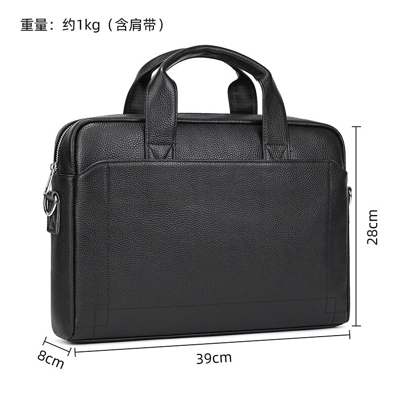 2026春夏新品真皮手提包出差公文包15寸电脑包牛皮单肩斜挎包跨境