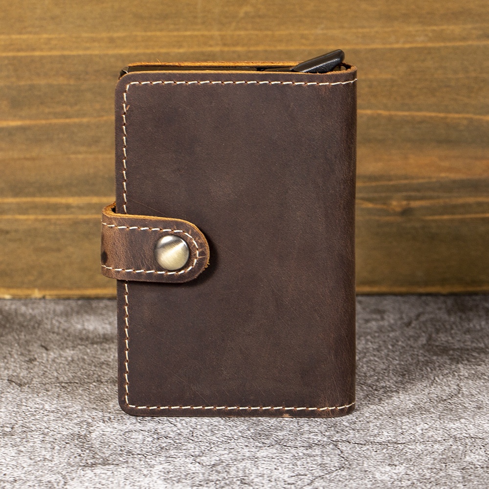 2025秋冬跨境男士名片夹卡包卡套真皮小包头层牛皮疯马皮复古