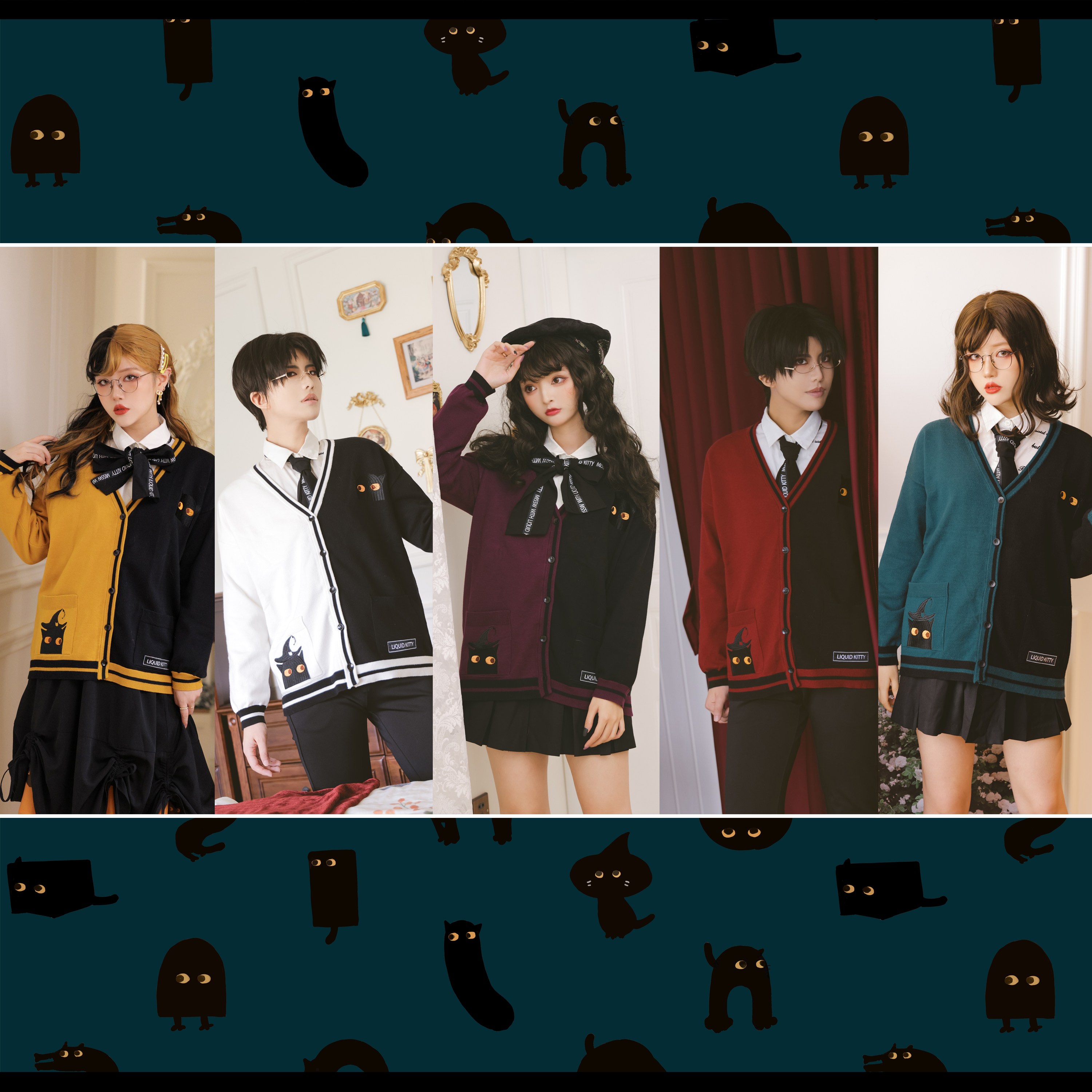 液体猫猫毛衣学院风毛衣单排扣