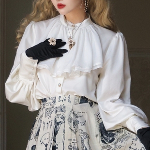法式多层领巾缎面羊腿袖衬衫秋冬优雅原创魔女悬赏令W小姐的书架
