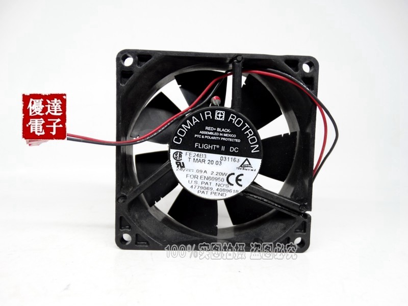 康姆罗顿 COMAIR ROTRON 24V 0.09A 2.20W FE24B3 8025 8CM 风扇