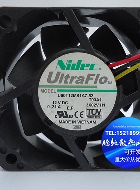 NIDEC 6cm 6025 12v 0.21A /控机箱风扇 U60T12MS1A7-52 T03A1