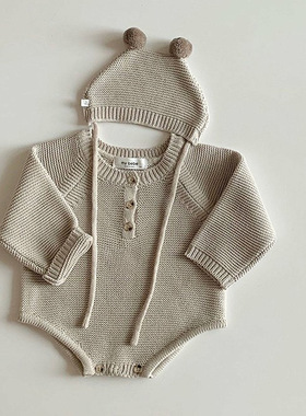 2025秋冬新款韩系ins风男女宝打底针织衫连体衣包屁衣婴幼儿爬服