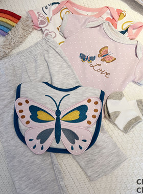 Chubby Cheeks夏季新款欧美ins婴儿短袖女宝包屁哈衣爬服长裤套装