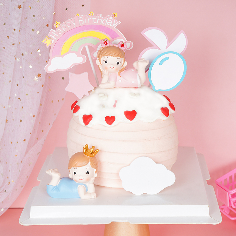 生日蛋糕装饰公主儿童摆件爱乐艾伦 网红儿童甜品台配件烘焙插牌