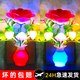 节能光控感应LED小夜灯天黑自动亮房间夜光灯插电壁灯七彩变色