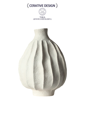 现代简约白色诧寂风造型客厅景德镇艺术陶瓷花瓶小众家居装饰摆件