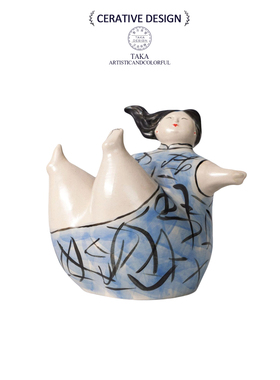 创意复古人物抽象中古桌面装饰涂鸦艺术摆件创意设计家居软装小众