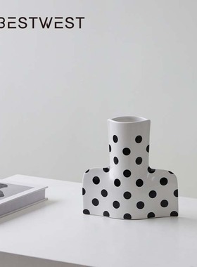 中式圆点陶瓷花瓶摆件