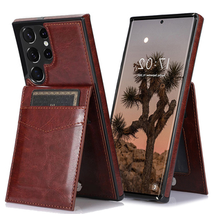 商务FE皮套s21防摔s22Ultra男A52女A54卡包s22支撑架A53 S26外壳支架三星S25Ultra手机保护套适用s23插卡s24