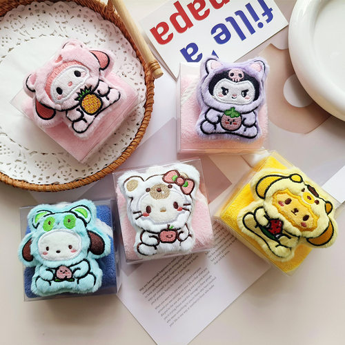 卡通三丽欧毛巾挂巾盒装儿童可爱挂式珊瑚绒擦手巾宝宝生日回礼品