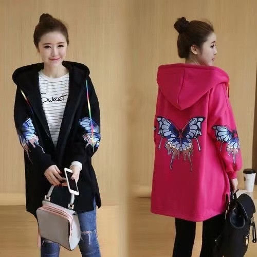 加肥加大码胖mm连帽外套中长款