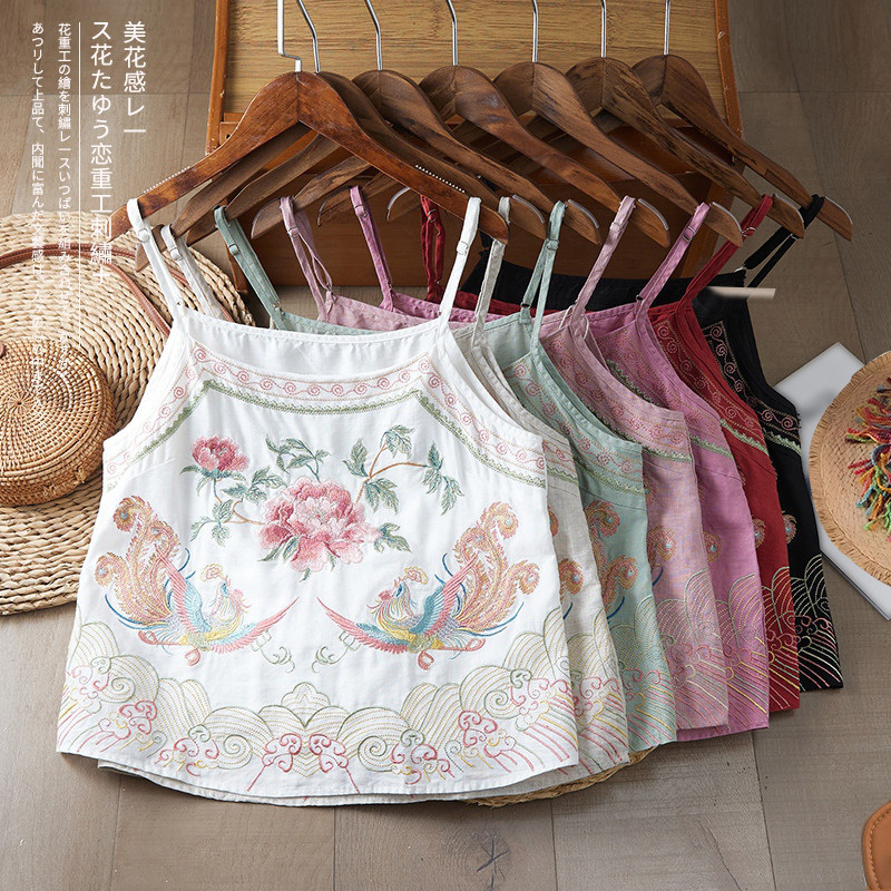 新款国风小清新刺绣花朵棉麻薄款内搭吊带肩带可调节打底上衣女夏,女装/女士精品,背心吊带,淘宝优惠券,粉丝福利购,淘宝优惠卷