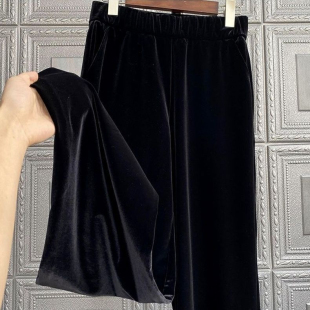 子棉裤 金丝绒阔腿裤 宽松直筒休闲显瘦拖地长裤 高腰垂感韩版 女冬裤
