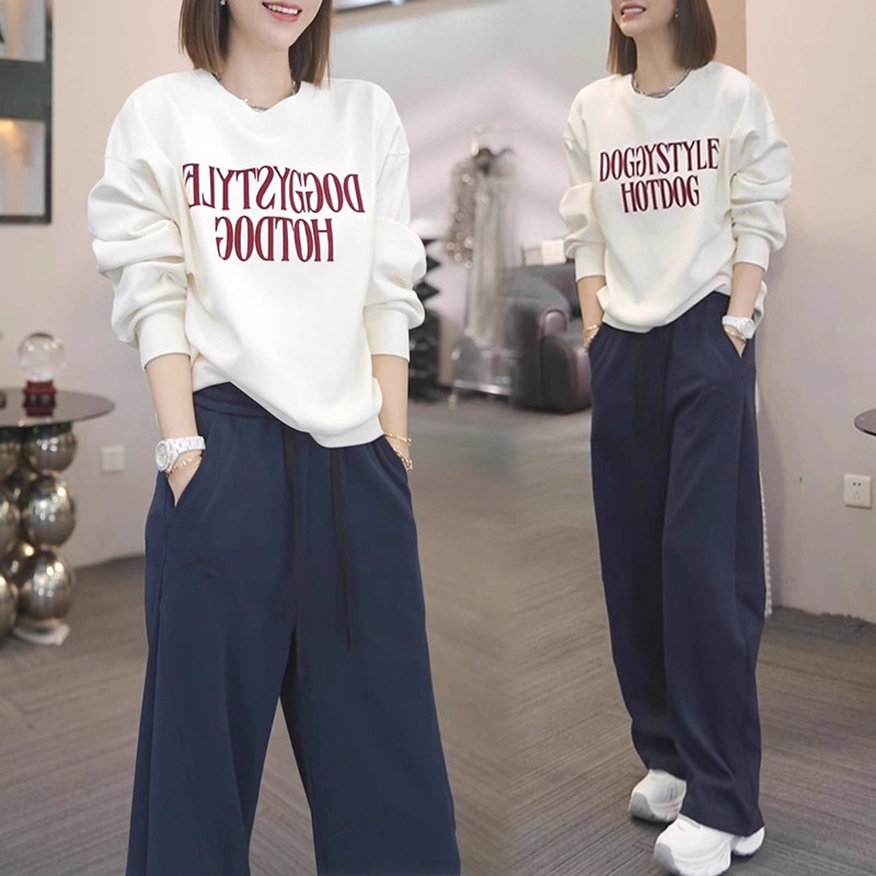 超火两件套新款圆领卫衣女百搭宽松休闲显瘦字母印花宽松时尚套装,女装/女士精品,时尚套装,淘宝优惠券,粉丝福利购,淘宝优惠卷