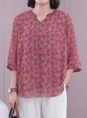 雪纺上衣女夏款气质减龄女士衬衫