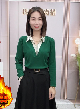 双面德绒女士长袖套头衬衣女
