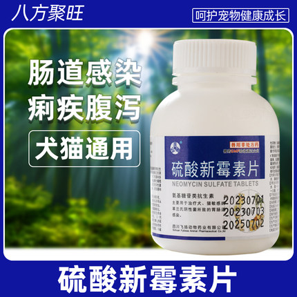 硫酸新霉素片猫咪胃肠炎症宠物狗狗呕吐拉稀腹泻专用消炎药红白痢
