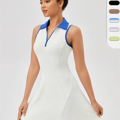 Contrasting waist-cinching casual dress  撞色收腰休闲连衣裙