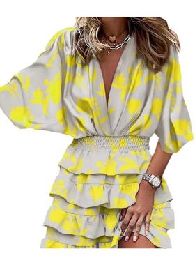 Batwing sleeve V-neck asymmetrical hem dress 蝙蝠袖V领连衣裙