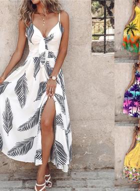 Hot selling lace-up floral sexy slip dress系带花卉性感吊带裙