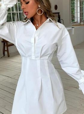 Hot Selling Sexy Deep V Long Sleeve Dress  性感深v长袖衬衫裙