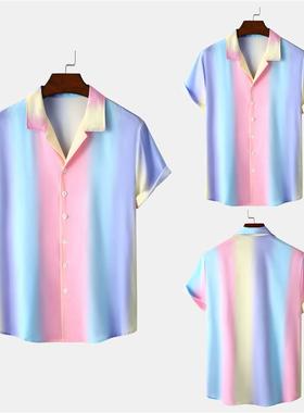 Hot selling casual gradient stripe shirts 热卖休闲渐变条衬衫