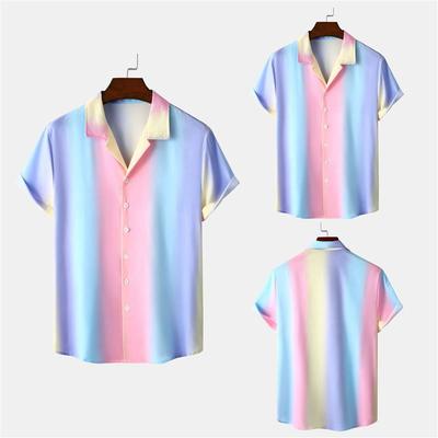 Hot selling casual gradient stripe shirts 热卖休闲渐变条衬衫