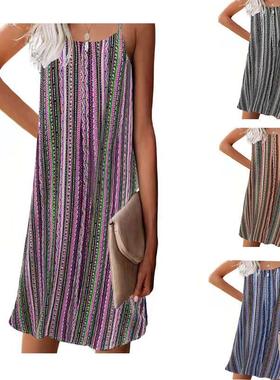 Sexy backless striped spaghetti strap dress  露背条纹吊带裙