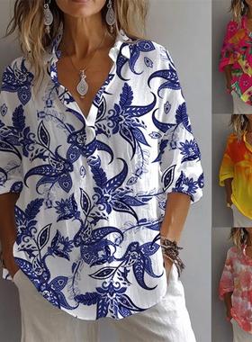 Stylish digitally printed long-sleeved shirt数码印花长袖衬衫