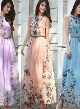 Boho halterneck sleeveless beach maxi dress 挂脖无袖沙滩长裙