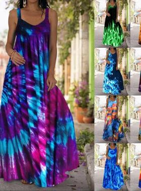 Off-the-shoulder floor-length printed dress 露肩拖地印花长裙