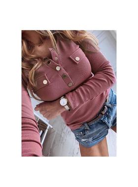 Hot sale solid color long sleeve knitted top  纯色打底针织衫